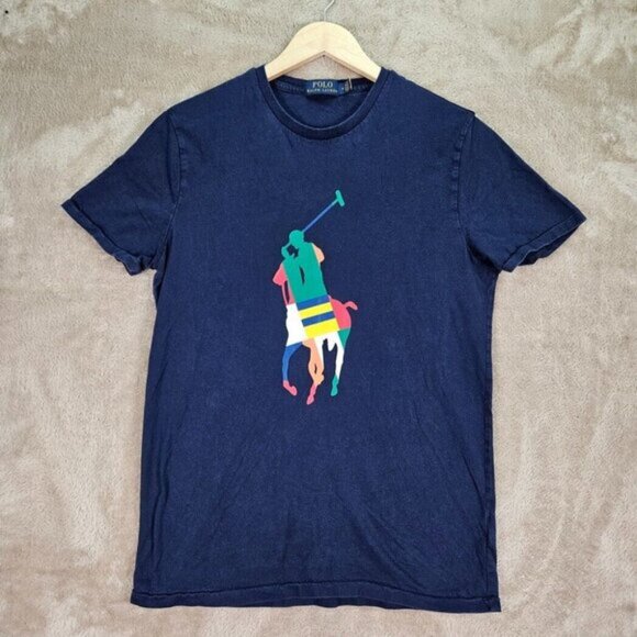 Polo Ralph Lauren 26/1 JERSEY-SSL-TSH Big Pony Logo Mens Size M Blue T-Shirt - Picture 1 of 11